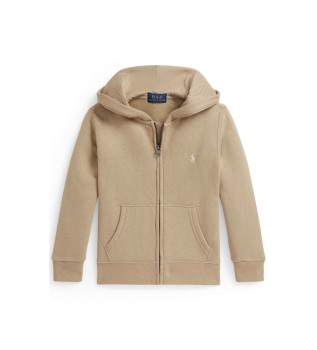 Brown zip-up fleece sweatshirt