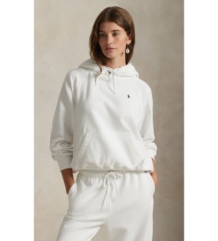 Camisola de malha leve com capuz, branca
