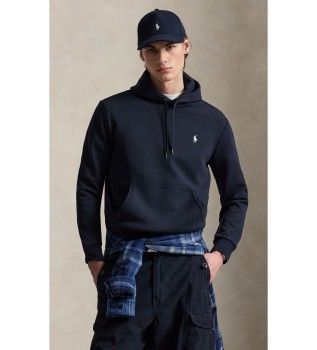 Felpa in maglia doppia con cappuccio blu marino