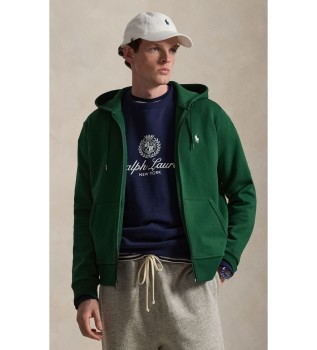 Felpa in maglia doppia e zip verde