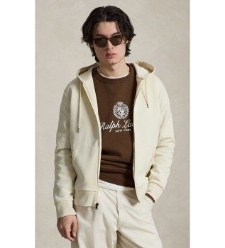 Felpa in maglia doppia con cerniera beige