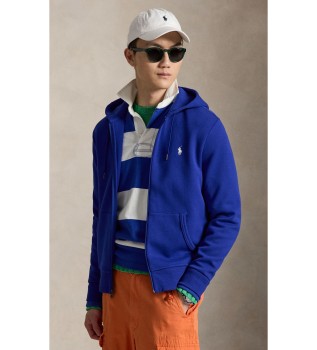 Felpa in maglia doppia con zip blu