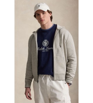 Felpa in maglia doppia con zip grigia