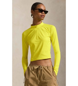 Yellow velour jersey knit sweatshirt