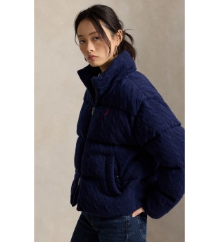 Chaqueta acolchada de lana y cachemira marino