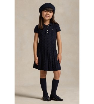 Navy cotton knit polo dress