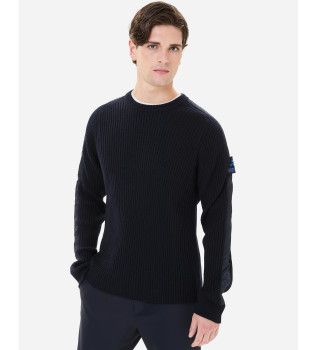 Geribde trui marine