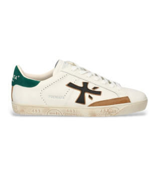 Steven leather trainers white, green