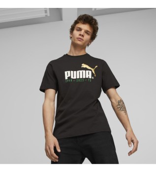 Camiseta Fitness Puma Hombre Negro Manga Corta Algodón