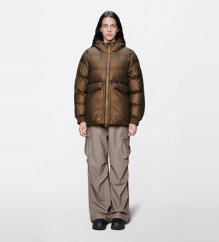 Chaqueta Alta A-Line Puffer marrón