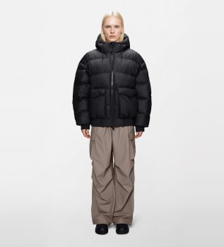 Høj Bomber Puffer Jakke W3T3 sort