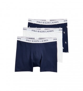Lot de 3 boxers bleu marine, imprim et blanc