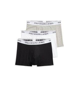 Pack 3 Boxers classiques noir, gris, blanc 