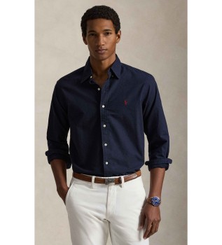 Chemise slim en oxford teint�e marine