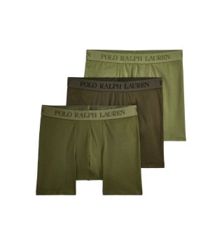 3 cale�ons en coton extensible vert