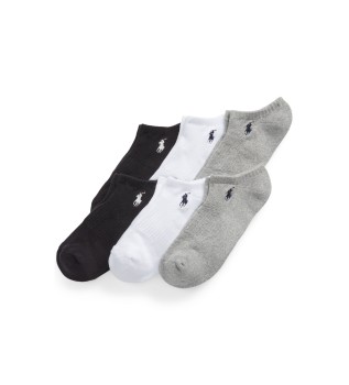 Set 6 pares de calcetines tobilleros negro, blanco, gris
