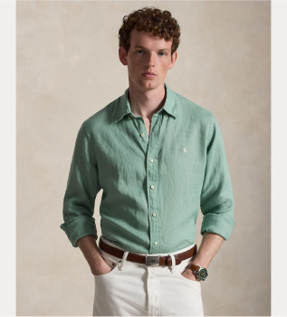 Camicia di lino verde su misura