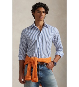 Chemise en popeline � rayures bleues Custom Fit