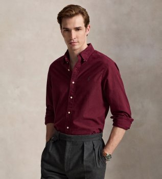 Camicia Oxford tinta bordeaux su misura