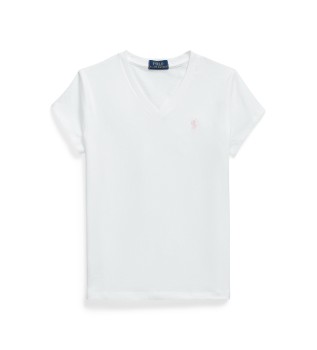 Bela majica z V-izrezom