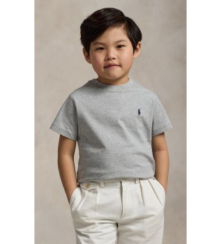 Cotton T-shirt with grey round neck