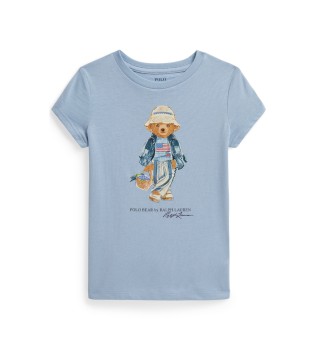 Gebreid katoenen T-shirt en blauwe Bear Polo