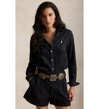 Classic Fit hørskjorte sort