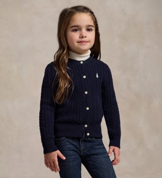 Cardigan en coton à torsades bleu marine