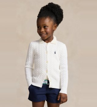 Cardigan en coton à torsades blanc