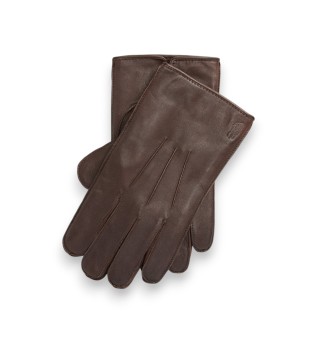 Guantes de piel para pantalla táctil marrón