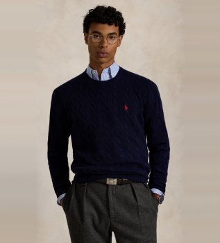 Pull en laine et cachemire marine
