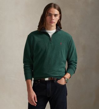 Maglione in maglia morbidissima con cerniera verde