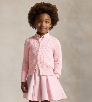 Cardigan rosa in cotone lavorato a trecce
