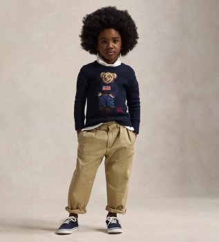 Maglione di cotone con orsetto polo marino