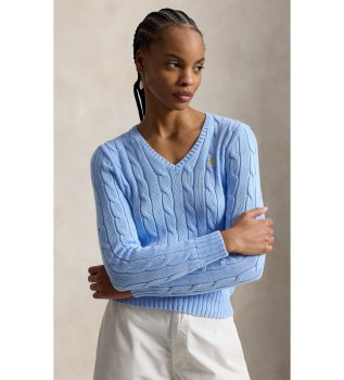 Cotton jumper in blue eights knitted jersey