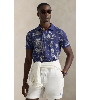 Polo en piqu� avec ours Custom Slim Navy Polo shirt