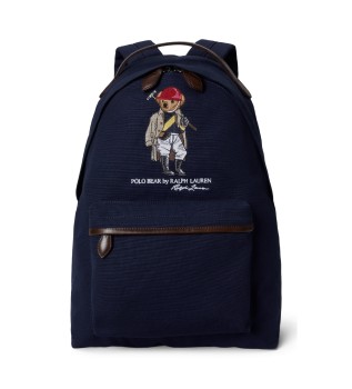 Zaino in tela con Polo Bear blu navy