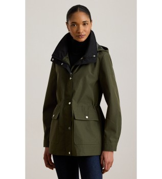 Anorak con cuello embudo y capucha verde