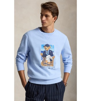 Camisola de lã com urso Polo azul