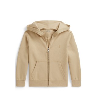 Beige sweatshirt med hætte