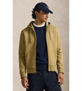 Sudadera de punto doble y cremallera marr�n claro