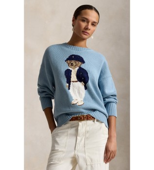 Pull en coton oversize avec Polo Bear bleu