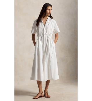 Long white cotton shirt dress