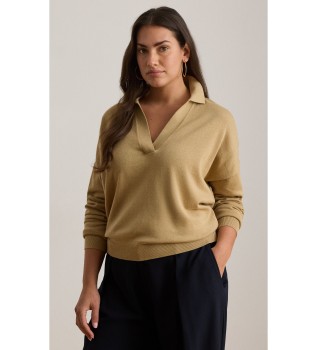 Jersey type polo en coton et modal beige