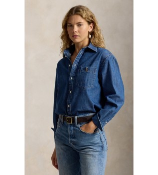 Blå Big Fit-skjorta i bomullsdenim