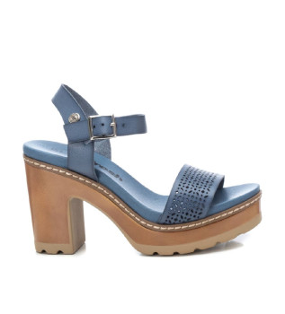 Skórzane buty za kostkę 160350 niebieskie