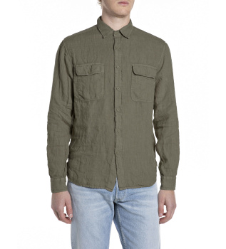 Linen shirt Regular Fit green