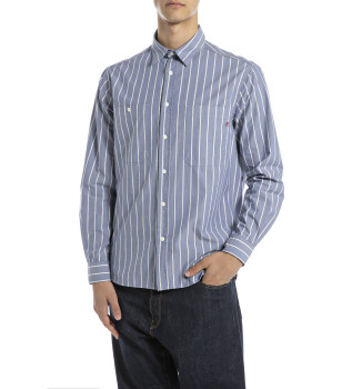 Chemise teinte en fil bleu 