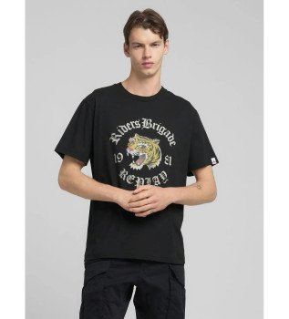 Majica s tigrastim potiskom črna