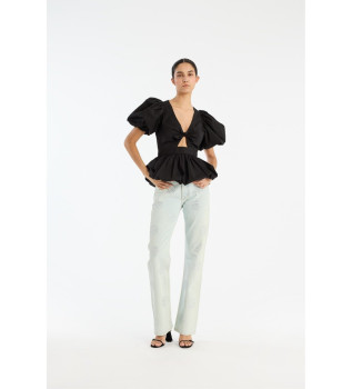 Blouse met pofmouwen zwart